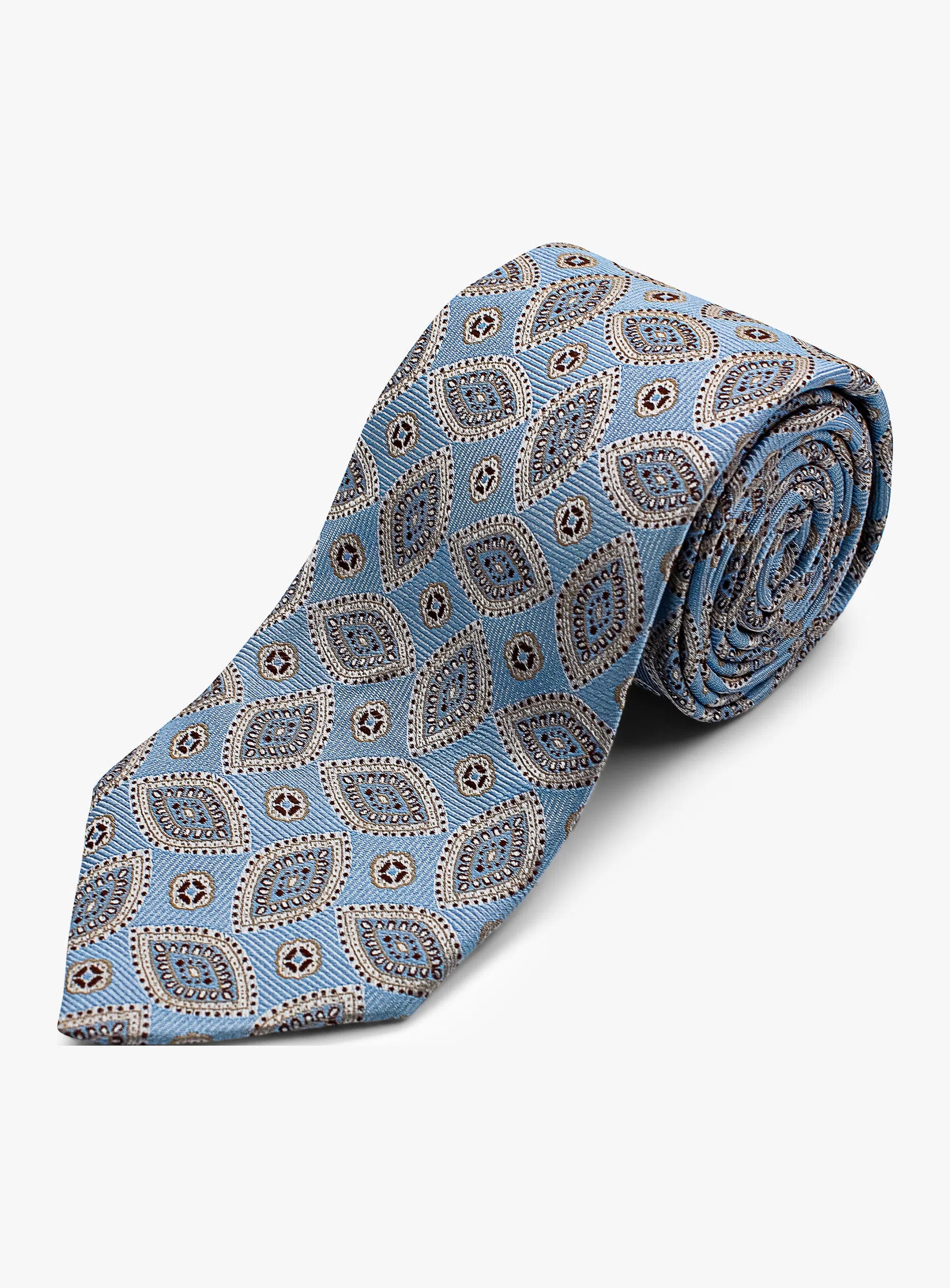 Bottinelli Italian Silk Tie: Sky Blue Paisley Design