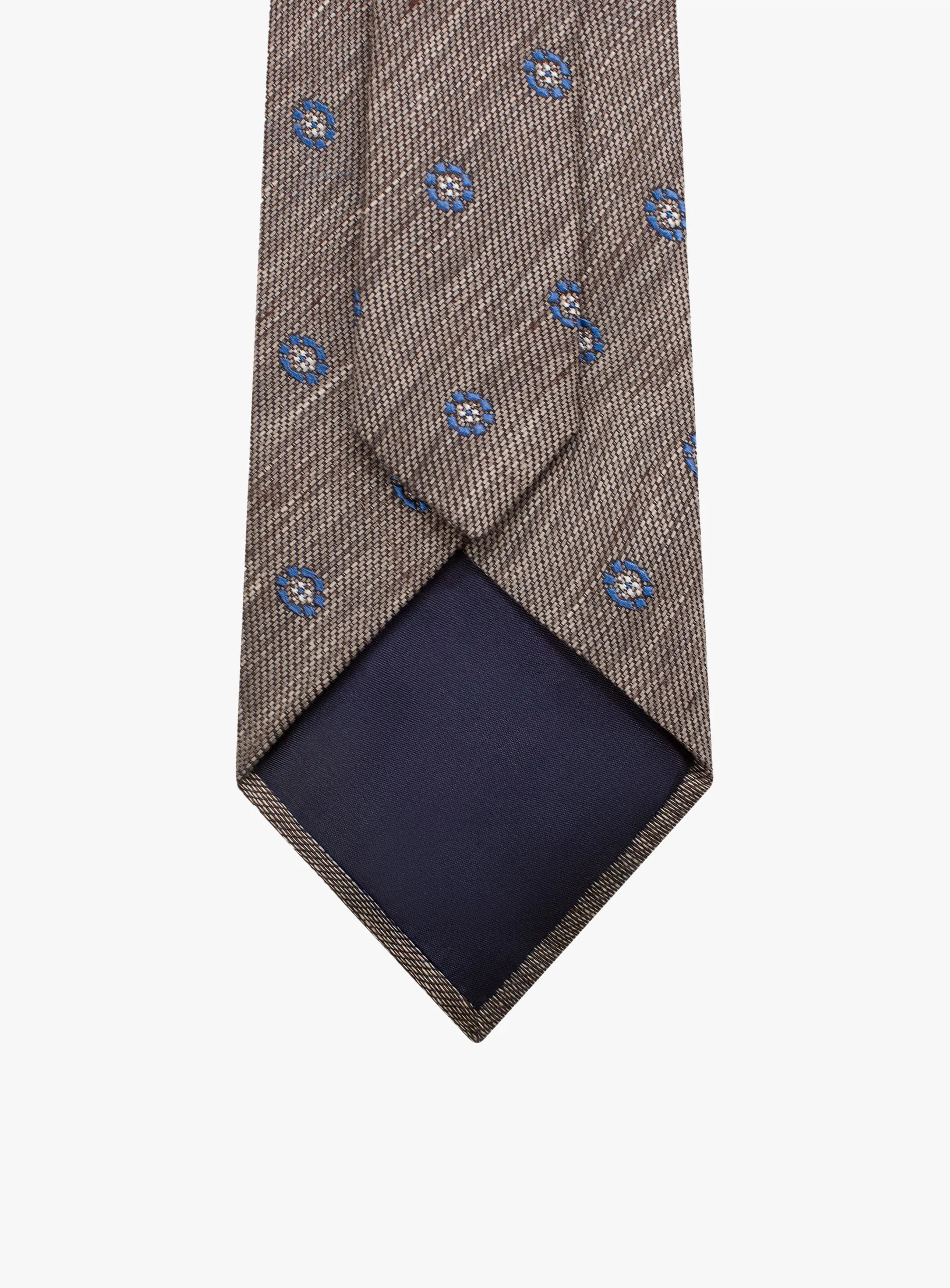 Bottinelli Italian Tie: Bronze with Blue Medallion Embroidery