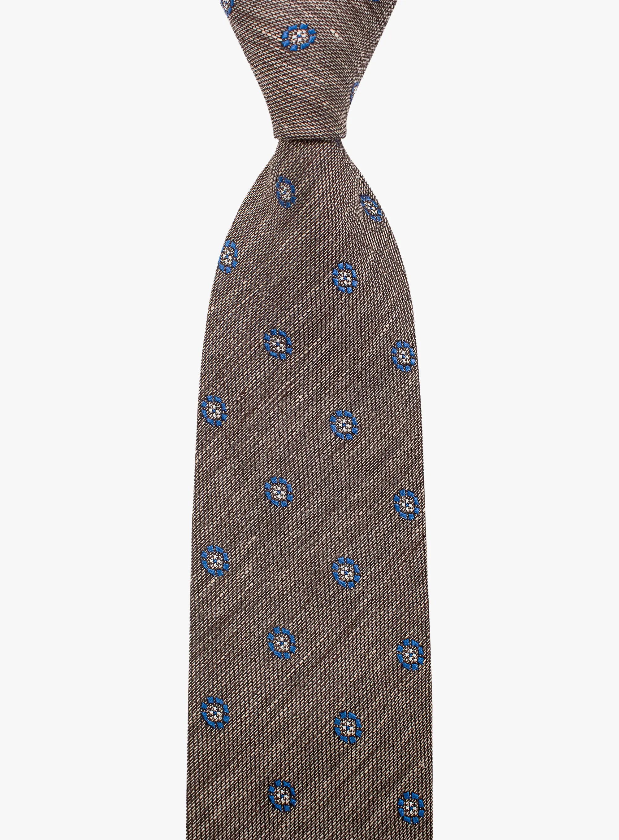 Bottinelli Italian Tie: Bronze with Blue Medallion Embroidery