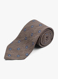 Bottinelli Italian Tie: Bronze with Blue Medallion Embroidery