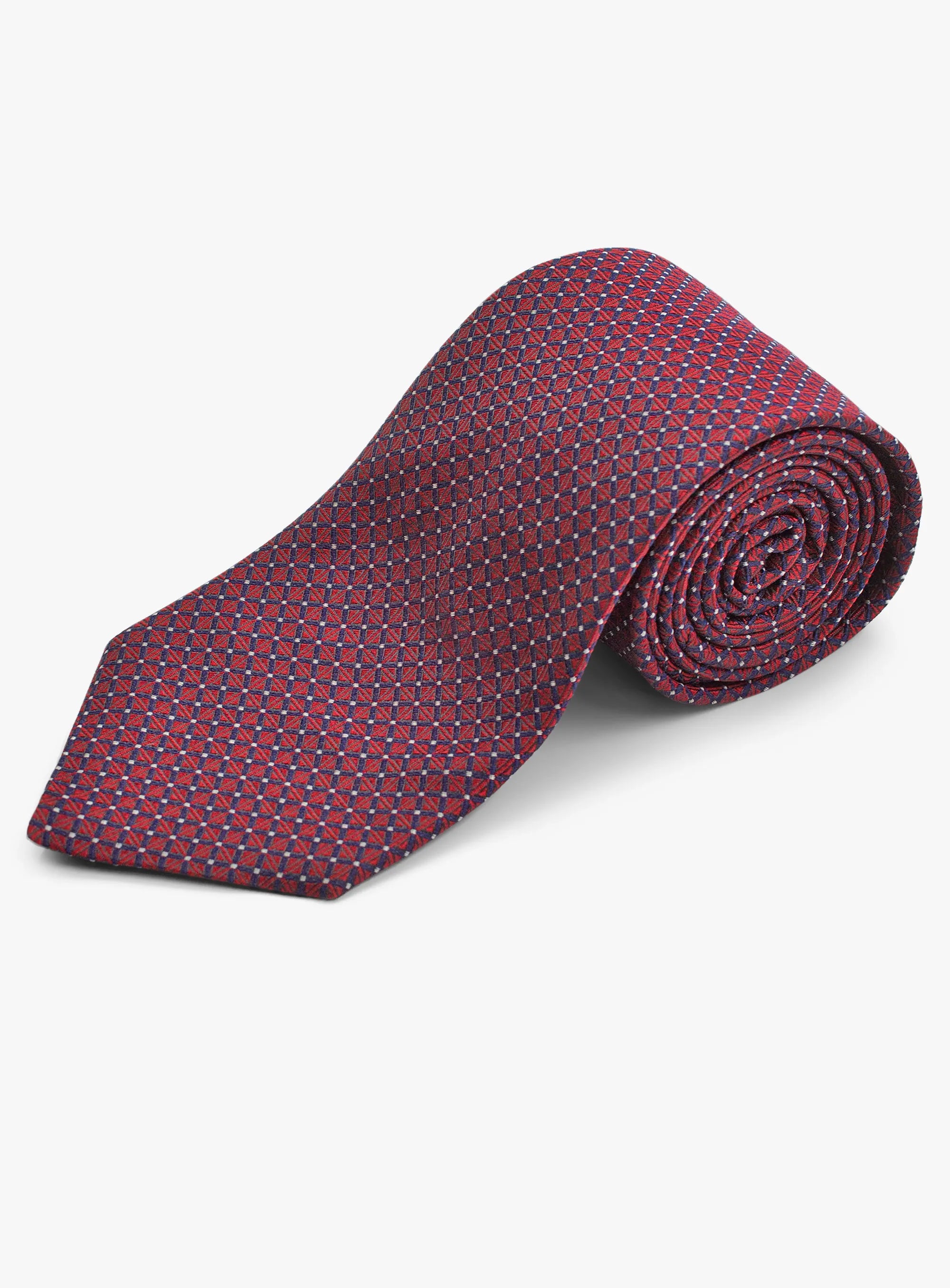 Bottinelli Italian Tie: Burgundy with Geometric Tile Motif