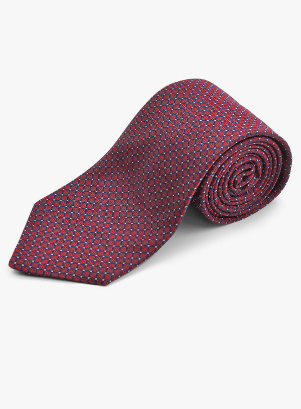 Bottinelli Italian Tie: Burgundy with Geometric Tile Motif