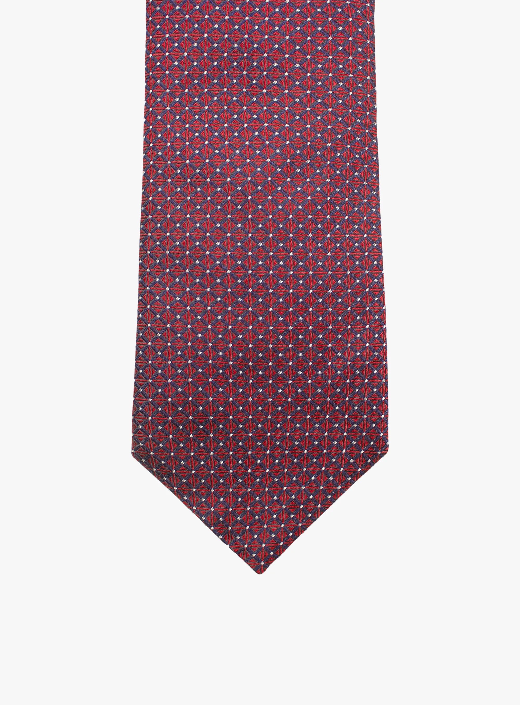Bottinelli Italian Tie: Burgundy with Geometric Tile Motif