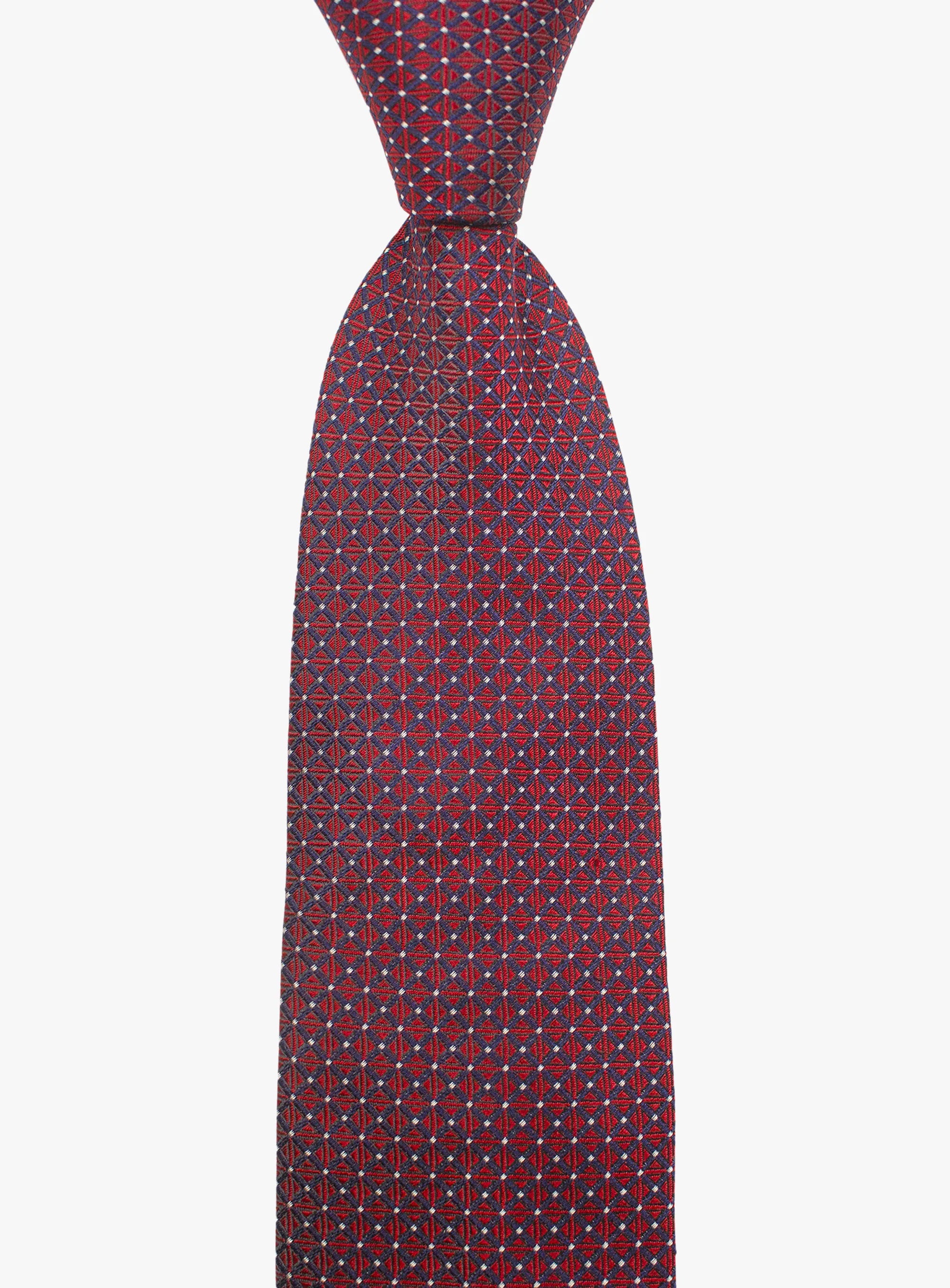Bottinelli Italian Tie: Burgundy with Geometric Tile Motif