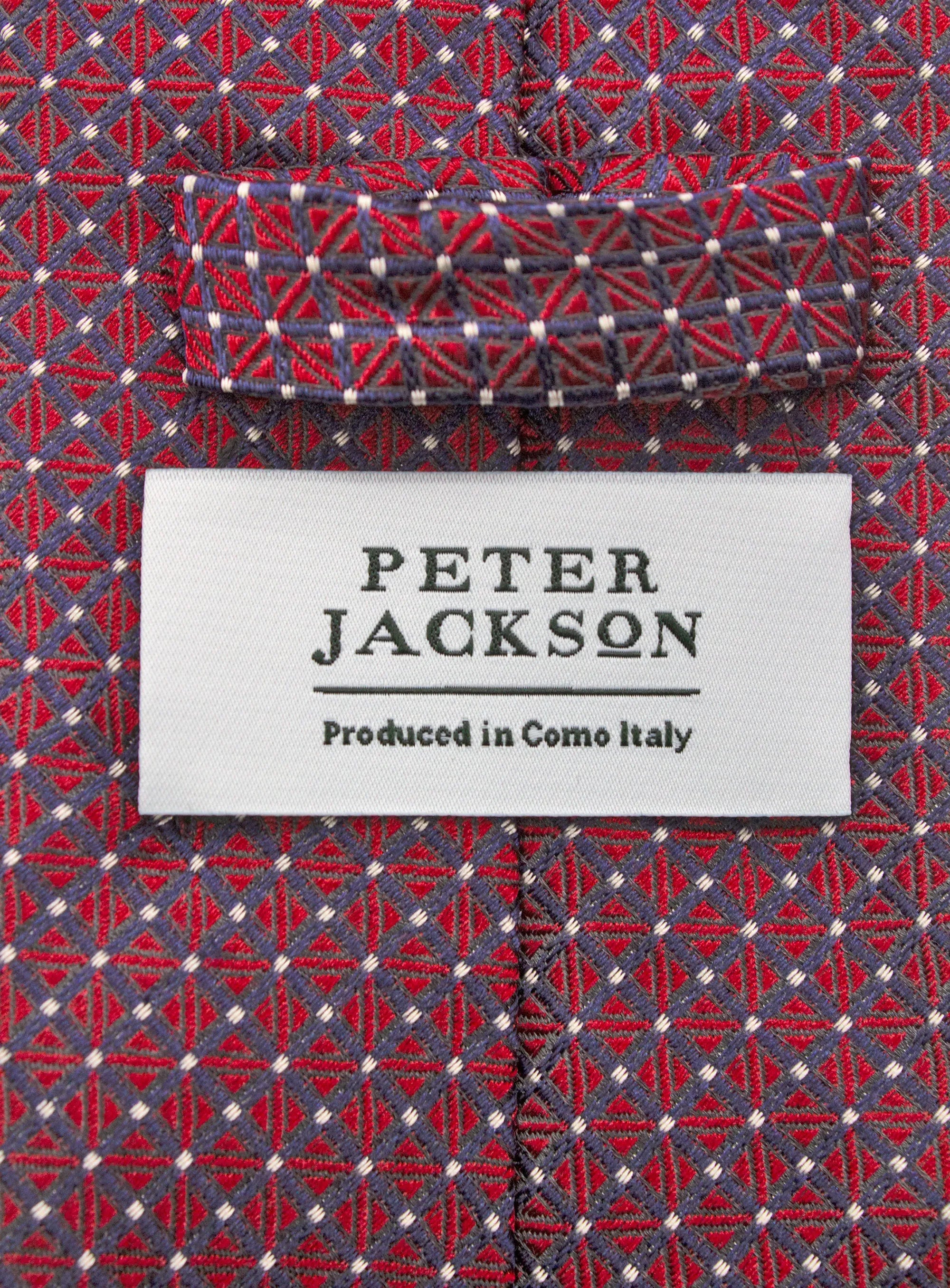 Bottinelli Italian Tie: Burgundy with Geometric Tile Motif