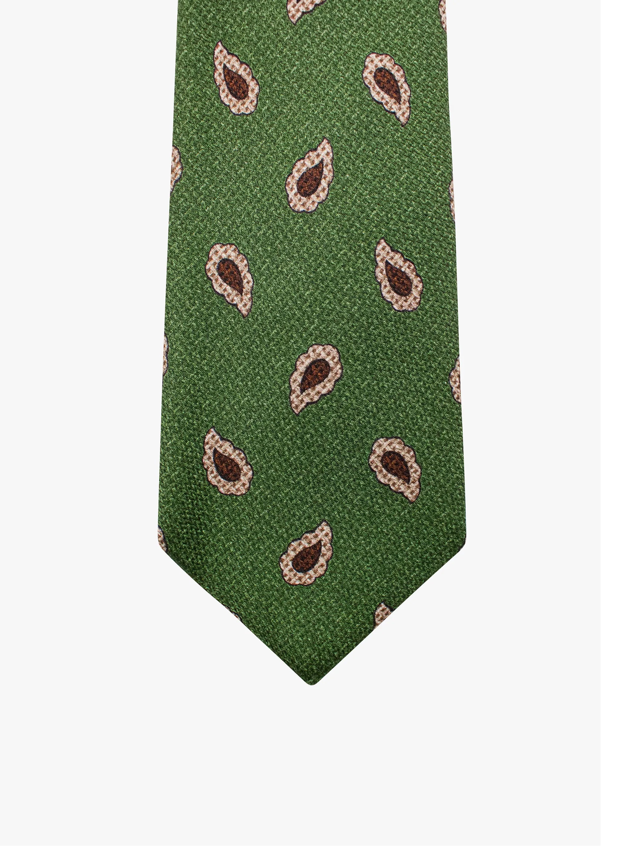 Bottinelli Italian Tie: Green with Vintage Paisley Print
