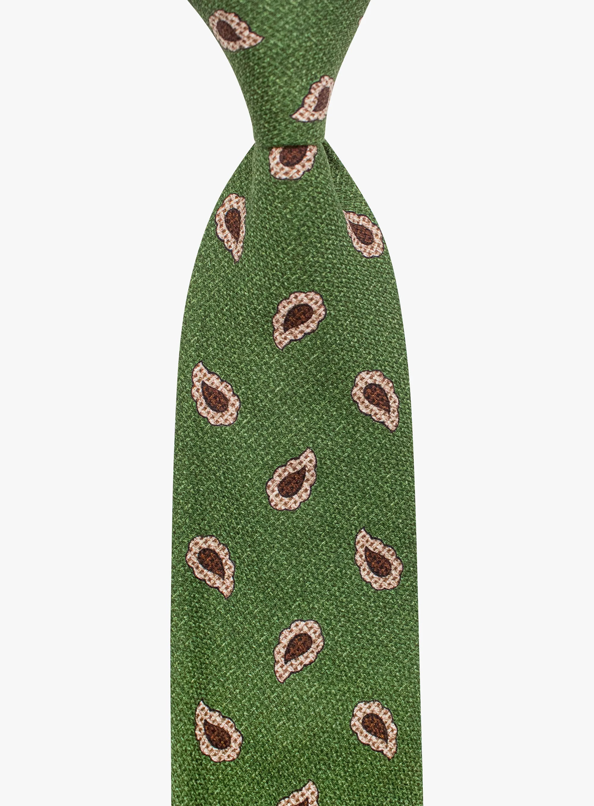 Bottinelli Italian Tie: Green with Vintage Paisley Print