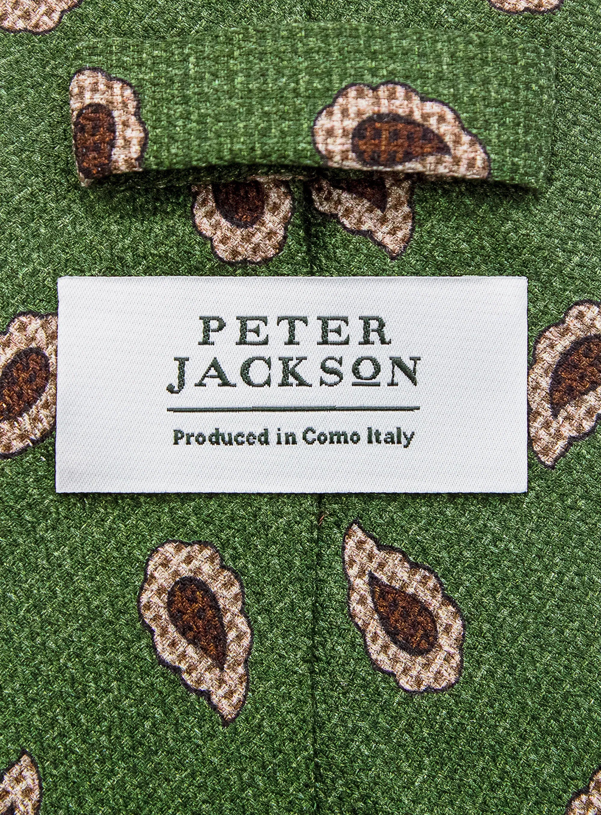 Bottinelli Italian Tie: Green with Vintage Paisley Print