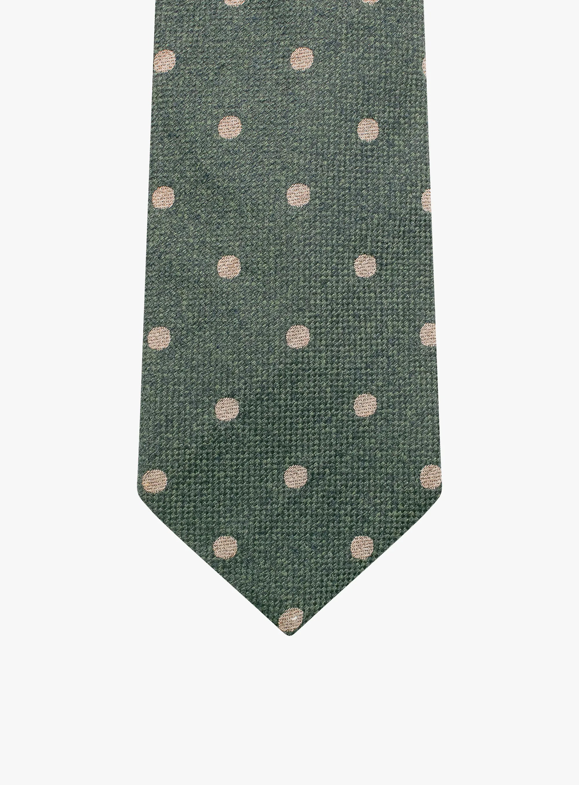 Bottinelli Italian Tie:Olive with Sand Polka Dot