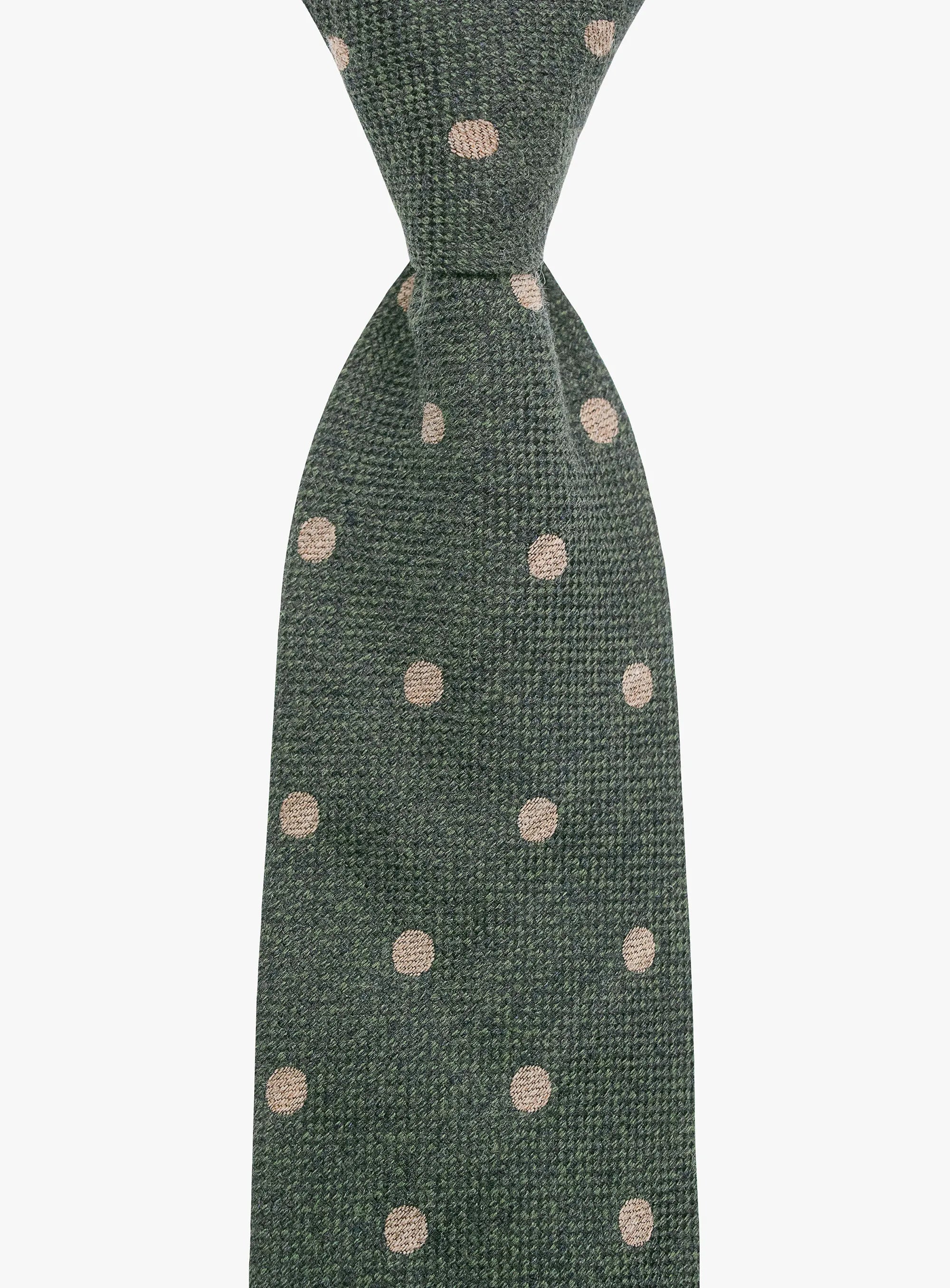 Bottinelli Italian Tie:Olive with Sand Polka Dot