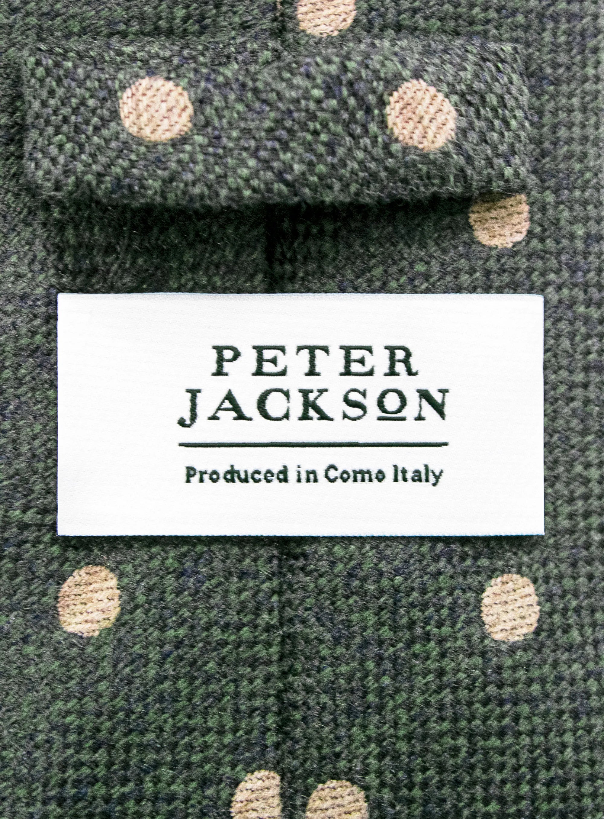 Bottinelli Italian Tie:Olive with Sand Polka Dot