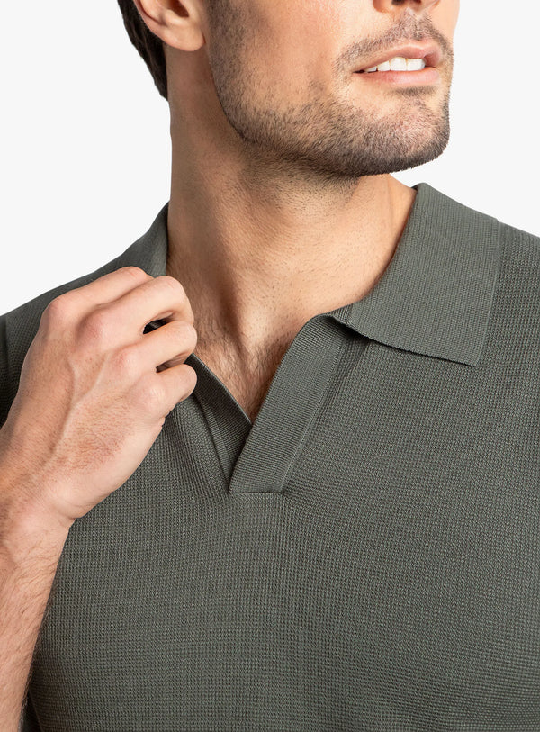 Enna Textured Short Sleeve Olive Polo