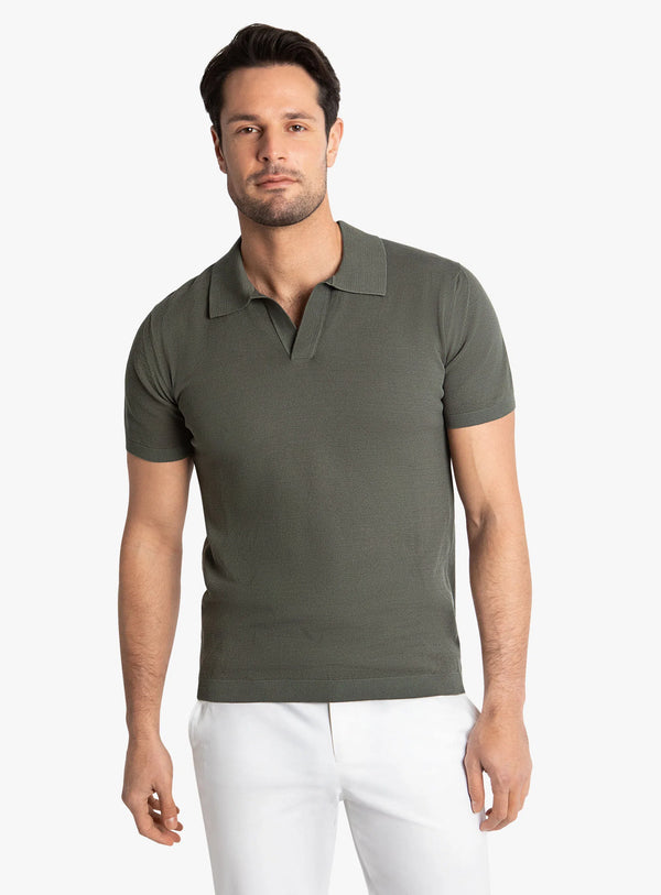 Enna Textured Short Sleeve Olive Polo