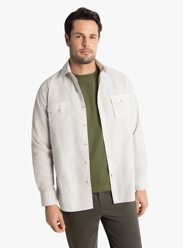 Levanzo Taupe Basketweave Western Style Shirt