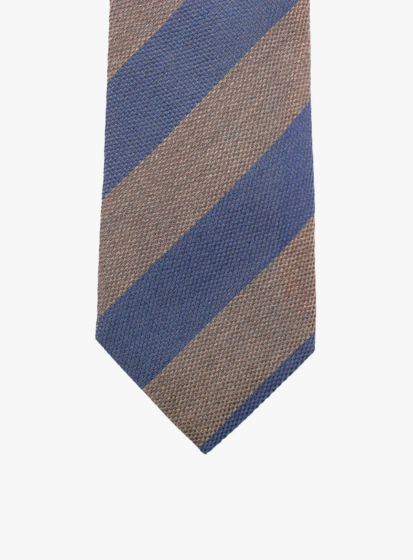 Luxury Italian Striped Tie: Brown and Navy Elegance