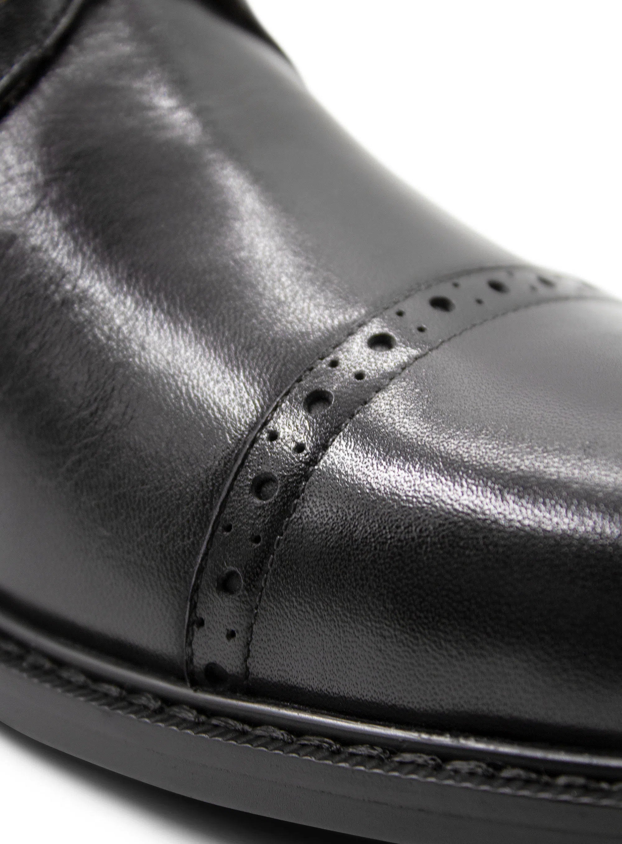 Massimo Black Semi-Brogue Boot