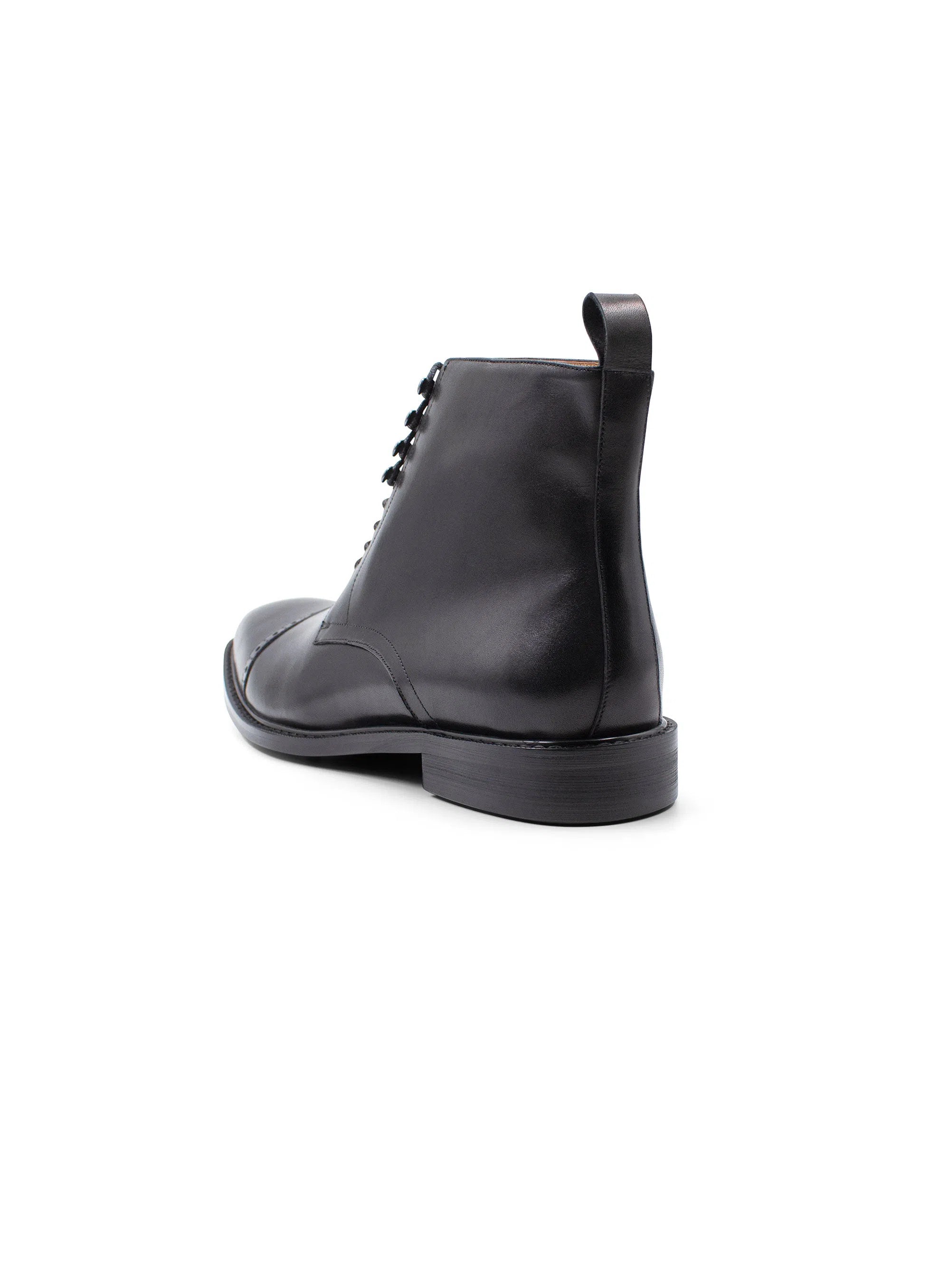 Massimo Black Semi-Brogue Boot