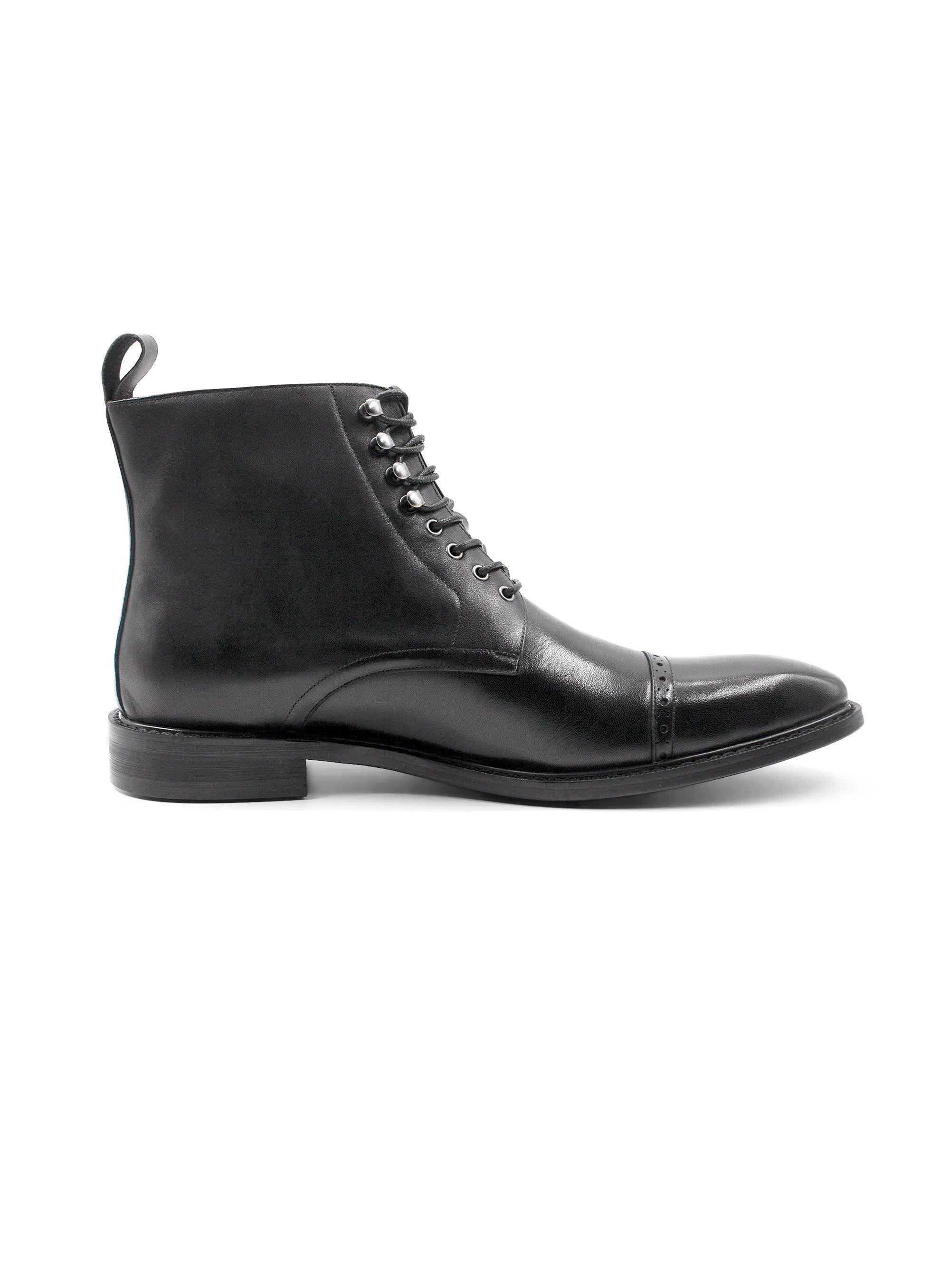 Massimo Black Semi-Brogue Boot