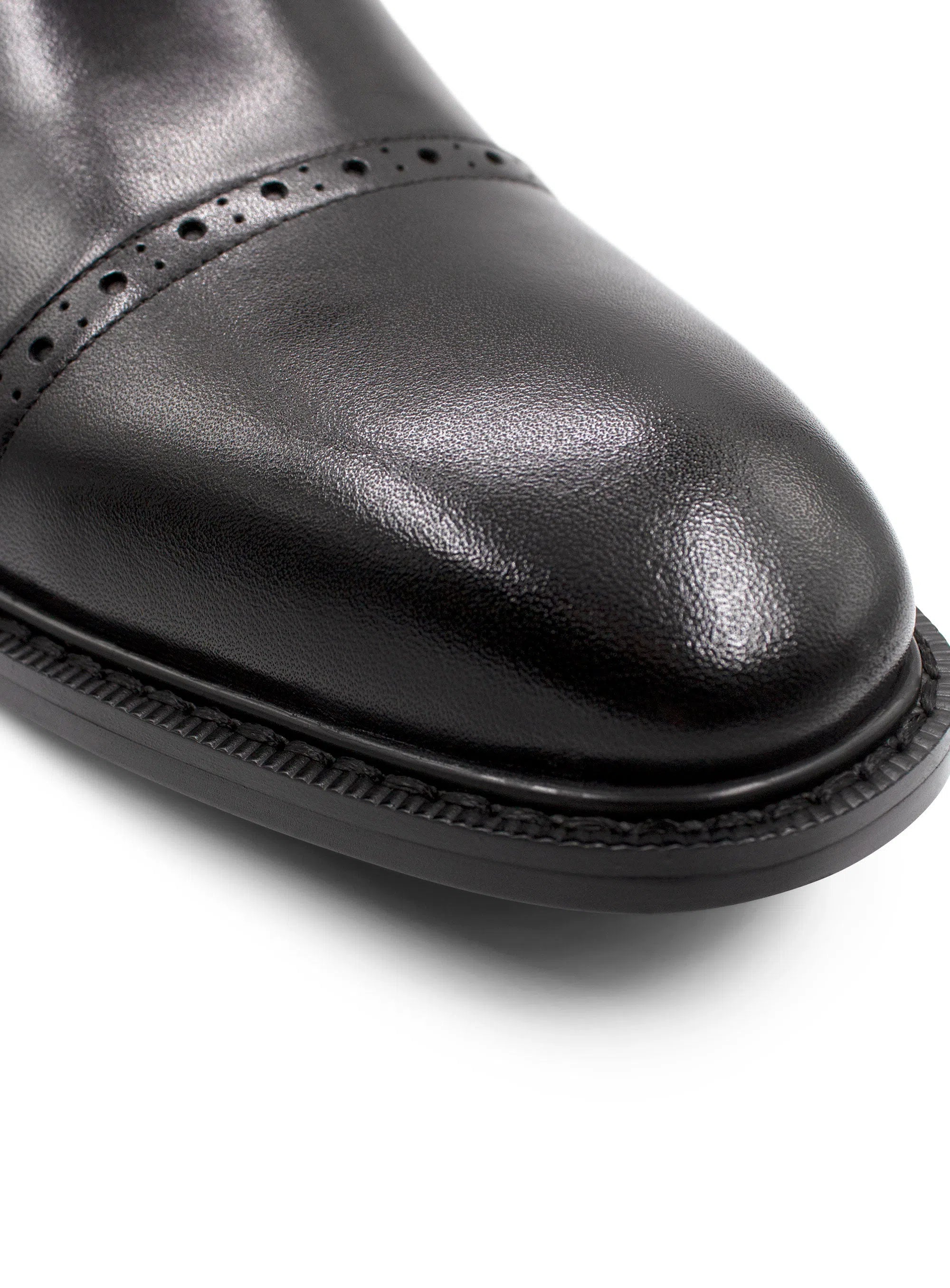 Massimo Black Semi-Brogue Boot
