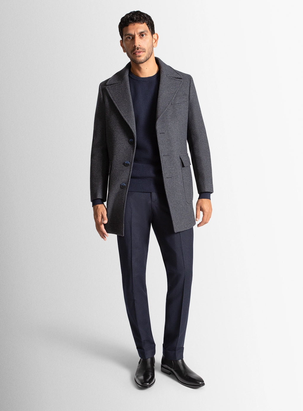 Men coat grey wool