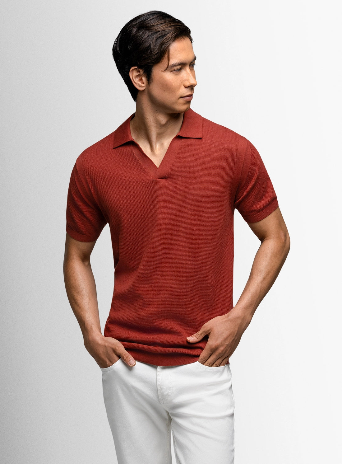 Giunta Textured Terracotta Red Polo