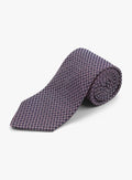 Bottinelli Italian Tie: Plum with Ivory and Black Micro Diamond Motif