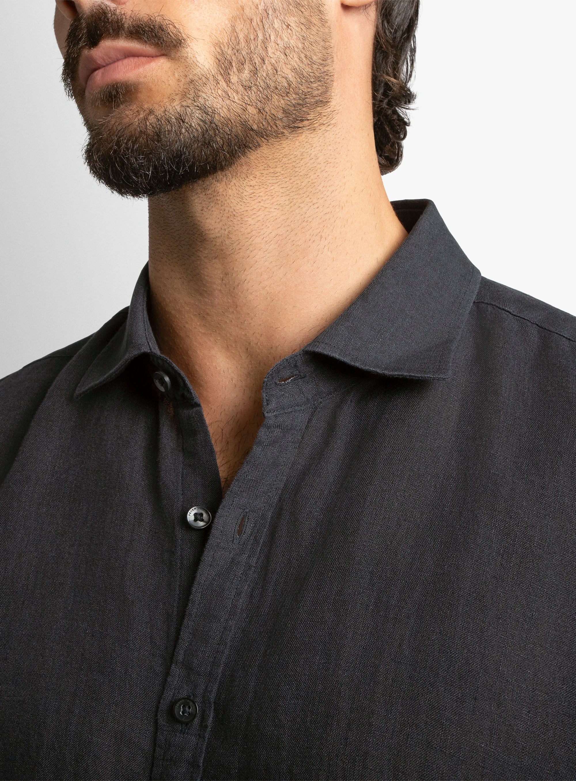 Verano Black Washed Linen Shirt
