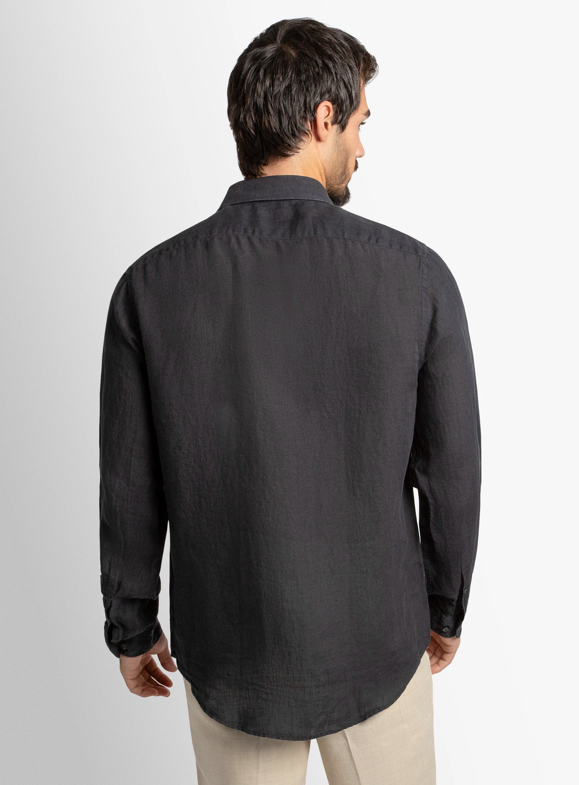 Verano Black Washed Linen Shirt