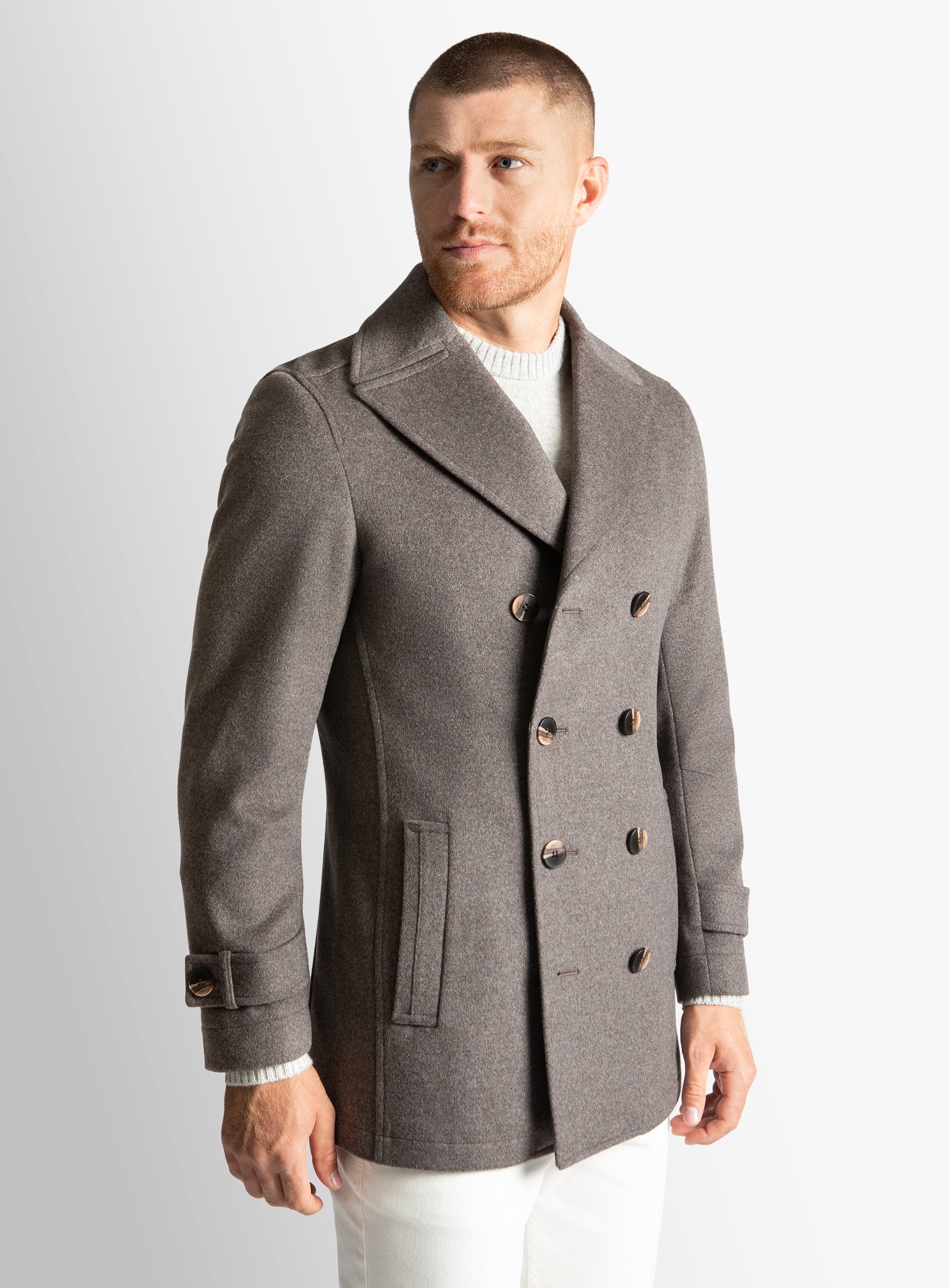 Bridge Chocolate Wool/Cashmere Peacoat