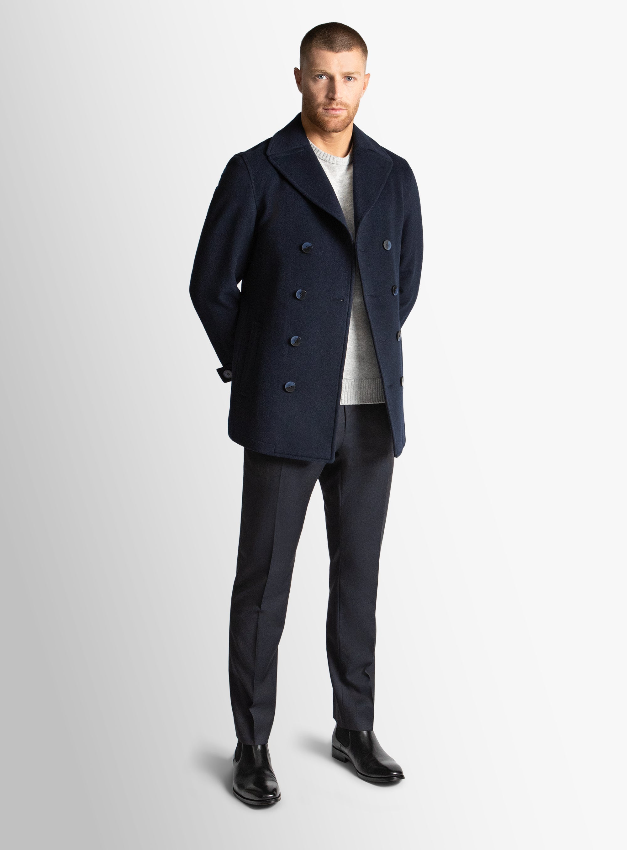 Bridge Navy Wool/Cashmere Peacoat