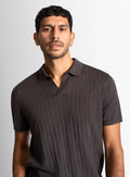 Corrado Ribbed Short Sleeve Coffee Brown Polo