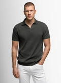 Corrado Ribbed Short Sleeve Olive Green Polo