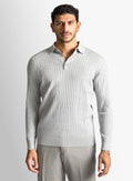 Cotton/Cashmere Fine Rib Ash Polo Knit