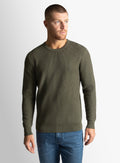 Textured Rib Olive Crew Neck Knit