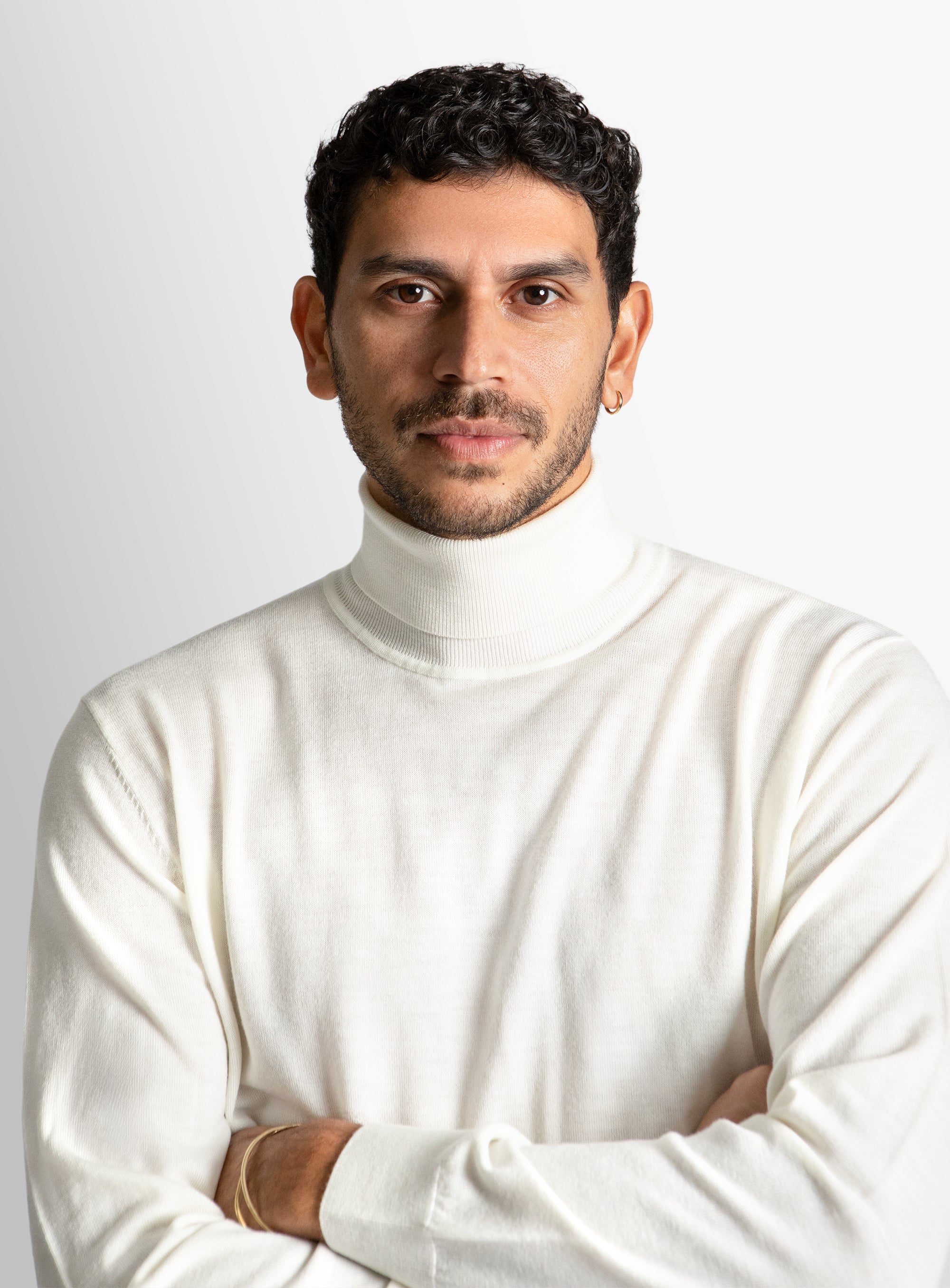 Merino Wool Cream Turtleneck Knit