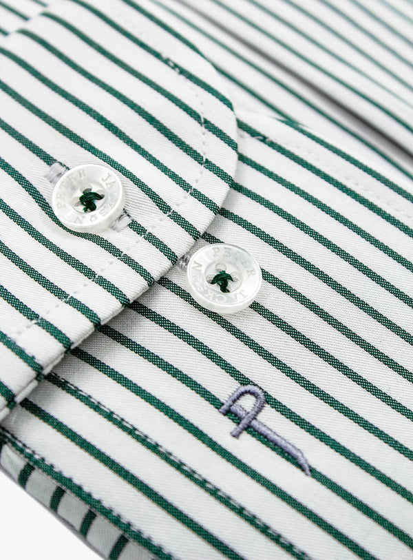 Milan White and Green Striped Shirt
