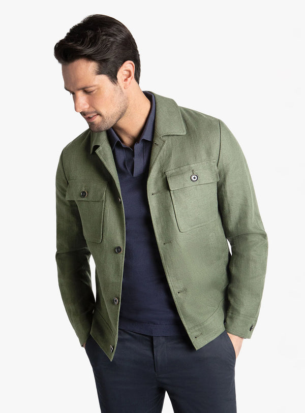 Oia Linen Green Jacket