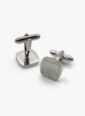 Square Silver with Mother of Pearl Center Cufflinks