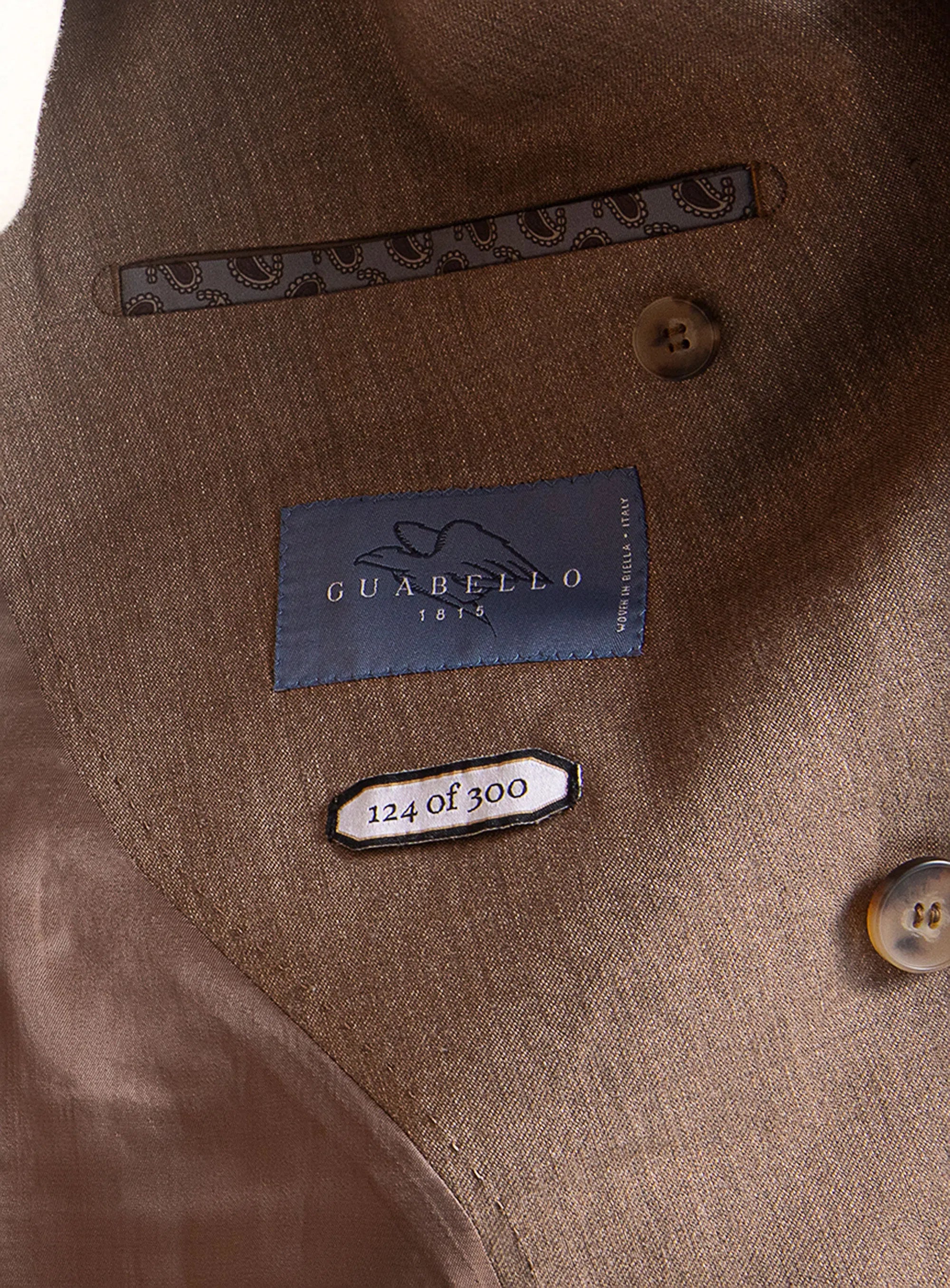 Tommaso Double Breasted Chocolate Twill Jacket