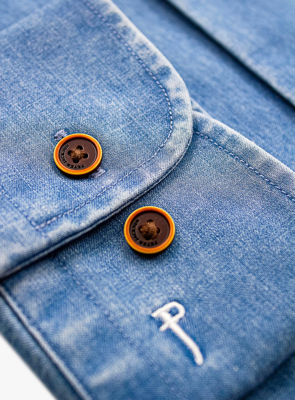 Vittoria Light Blue Bleach Wash Denim Shirt