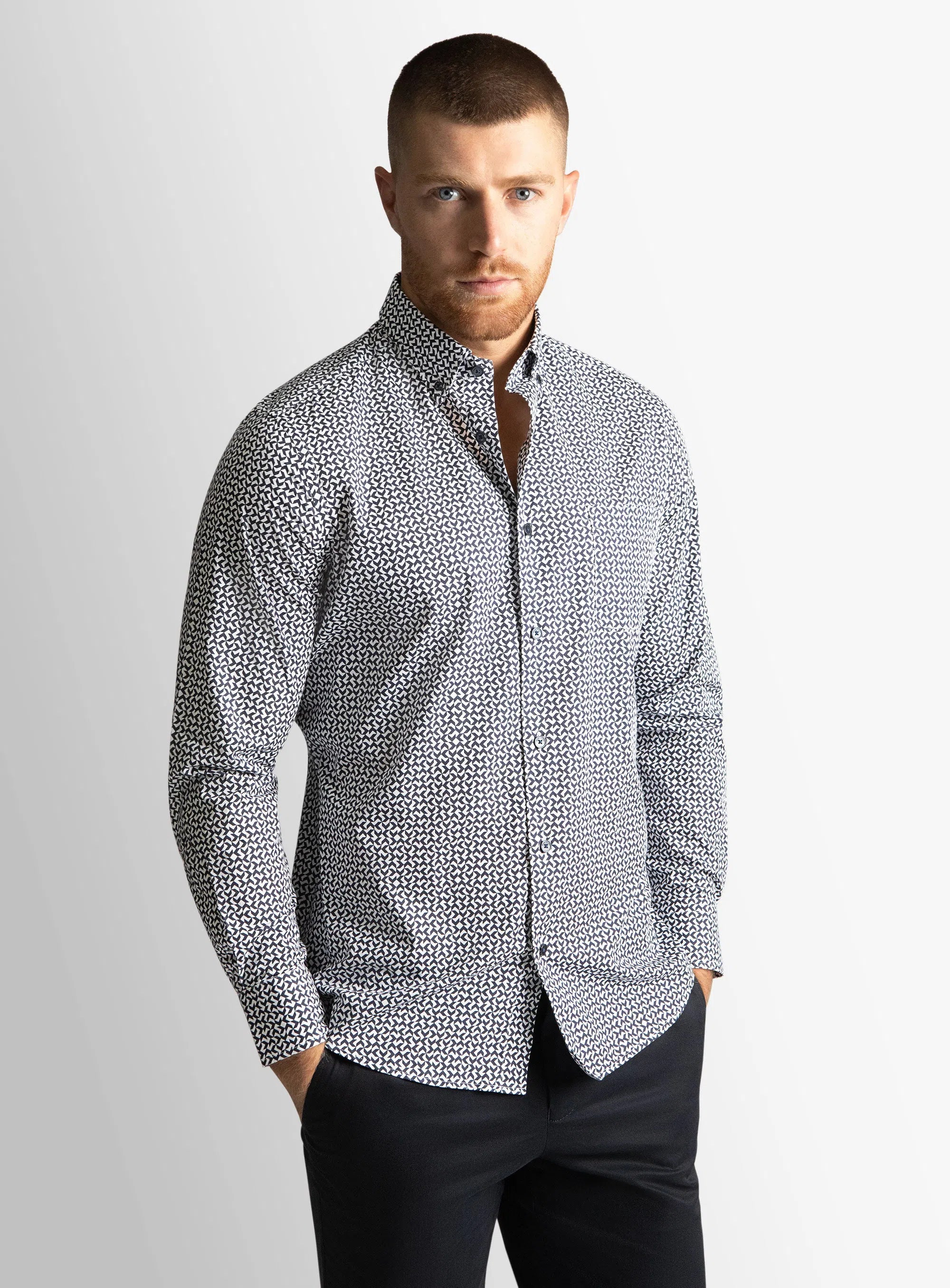 Vittoria Navy/White Geo Pattern Shirt