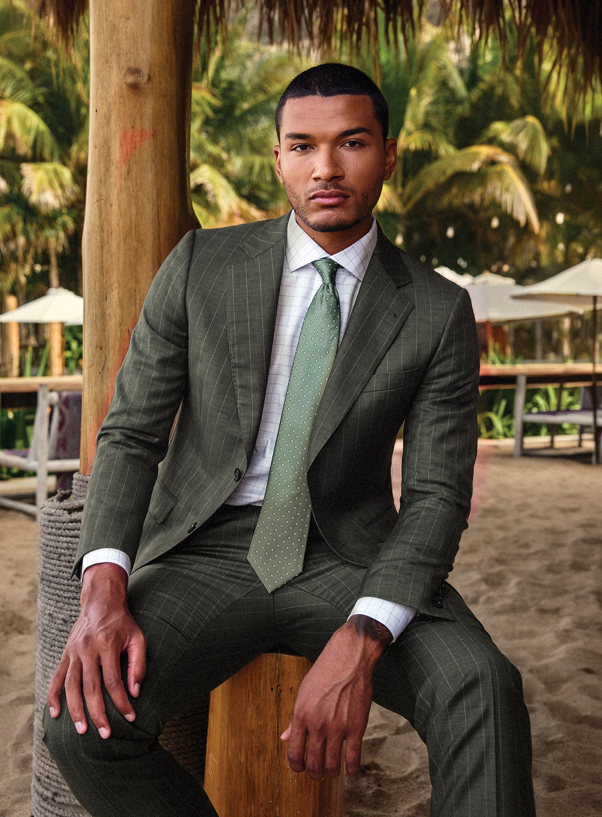 Grimaldi Green Pinstripe Suit