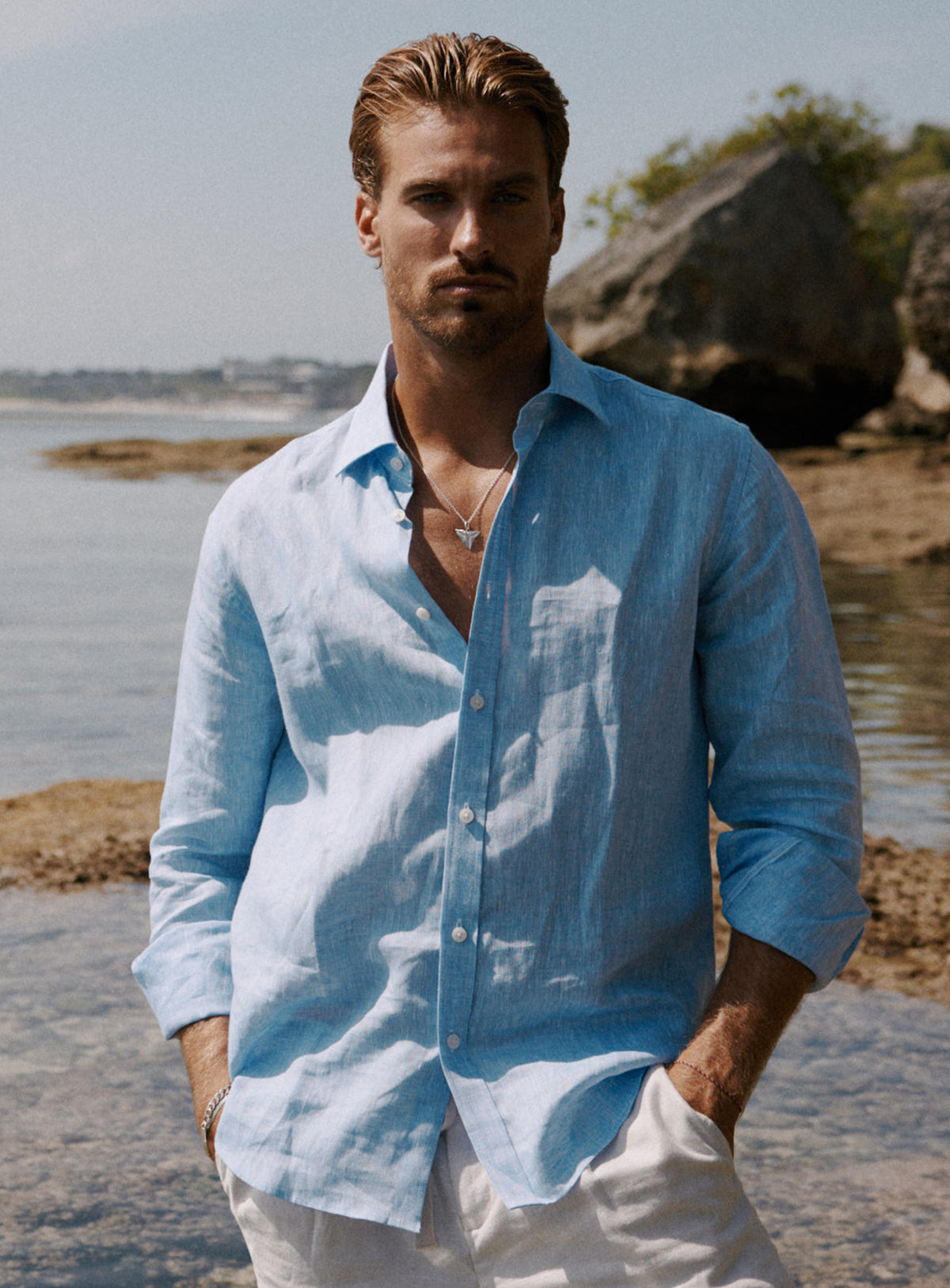Amalfi Signature Sky Blue Linen Shirt