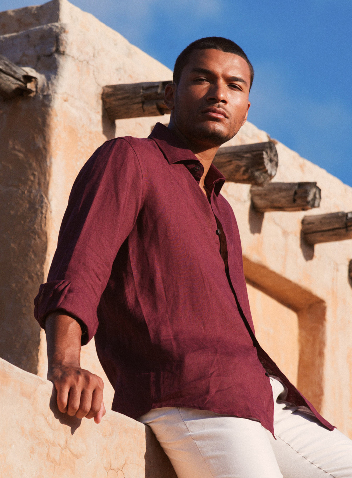 Amalfi Berry Red Linen Shirt
