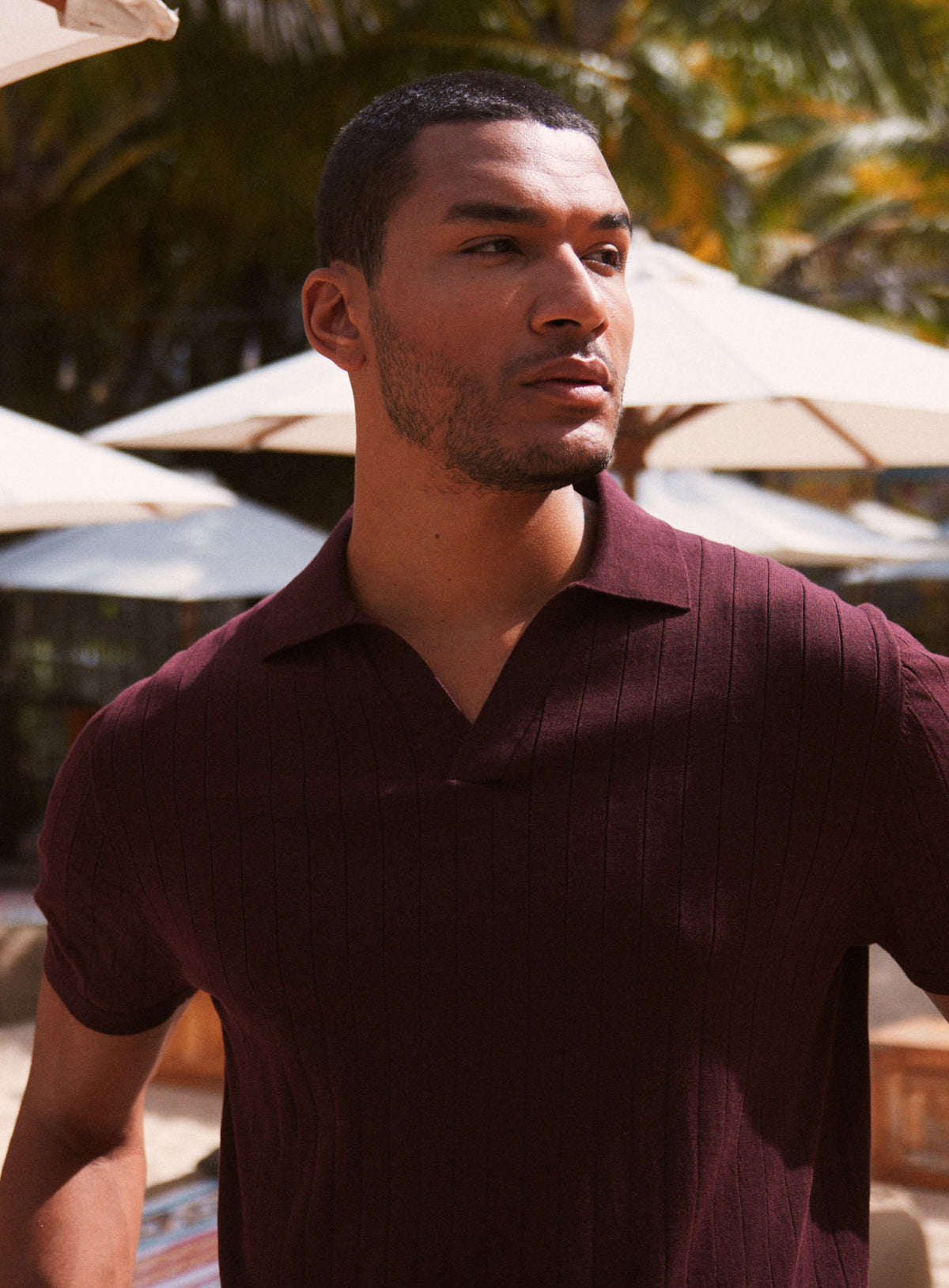 Gaspar Ribbed Berry Red Polo Shirt
