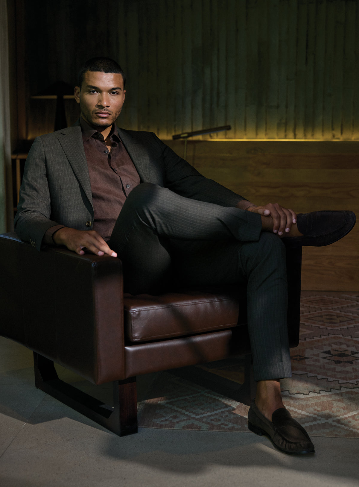Ezio Chocolate Brown Pinstripe Suit