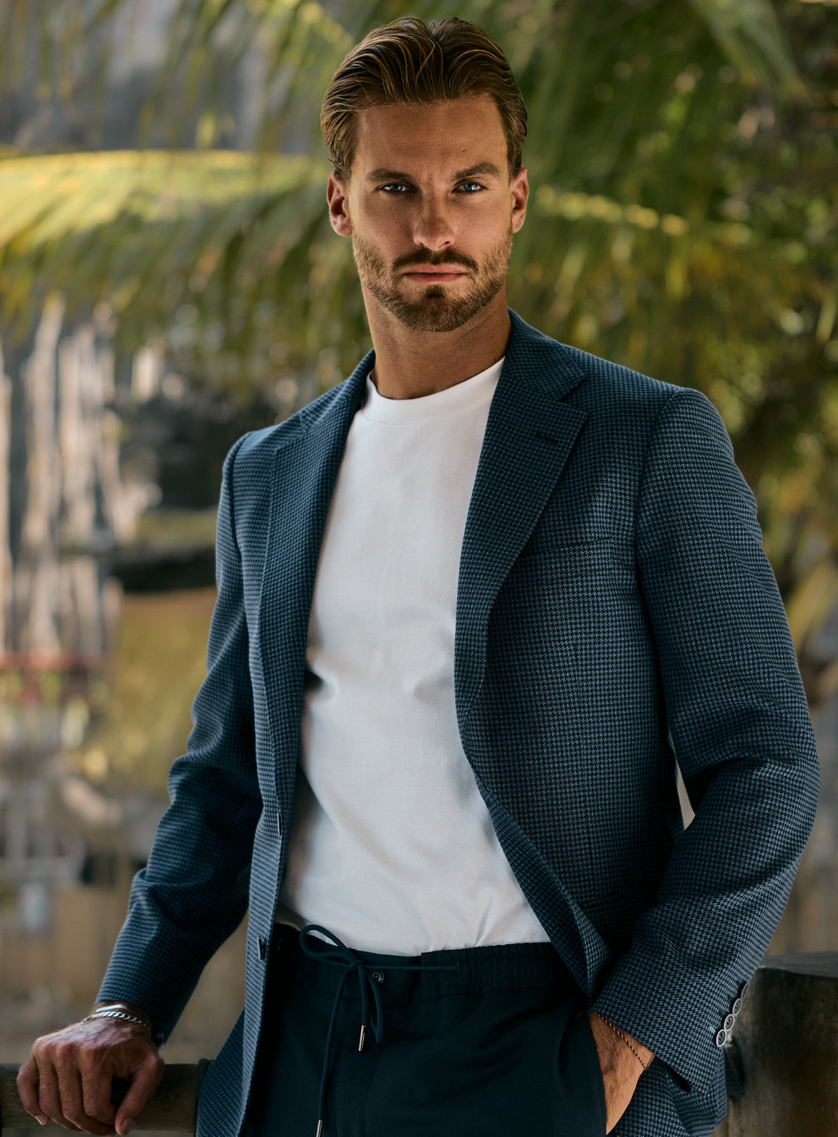 Vitale Houndstooth Indigo Blue Sport Jacket