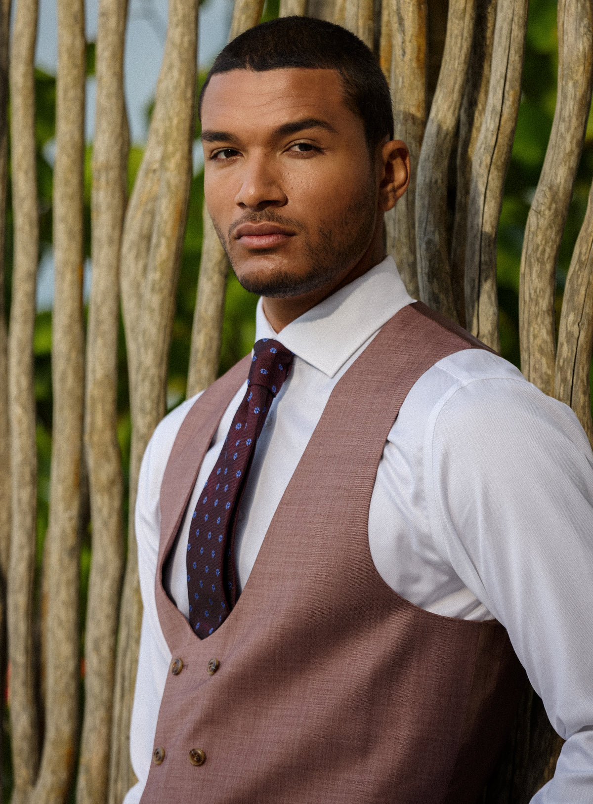 Stefano Sharkskin Dusty Pink Vest
