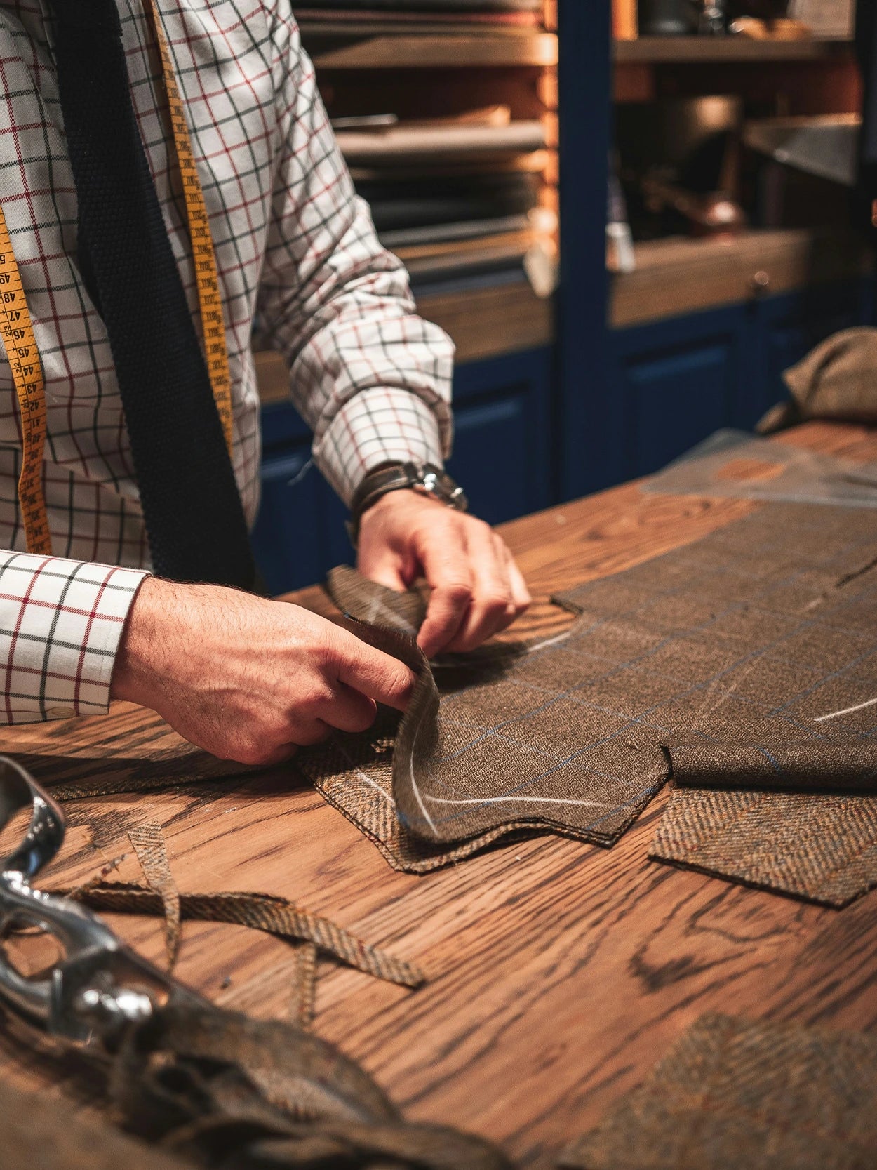 Wool craftsman working on a garment