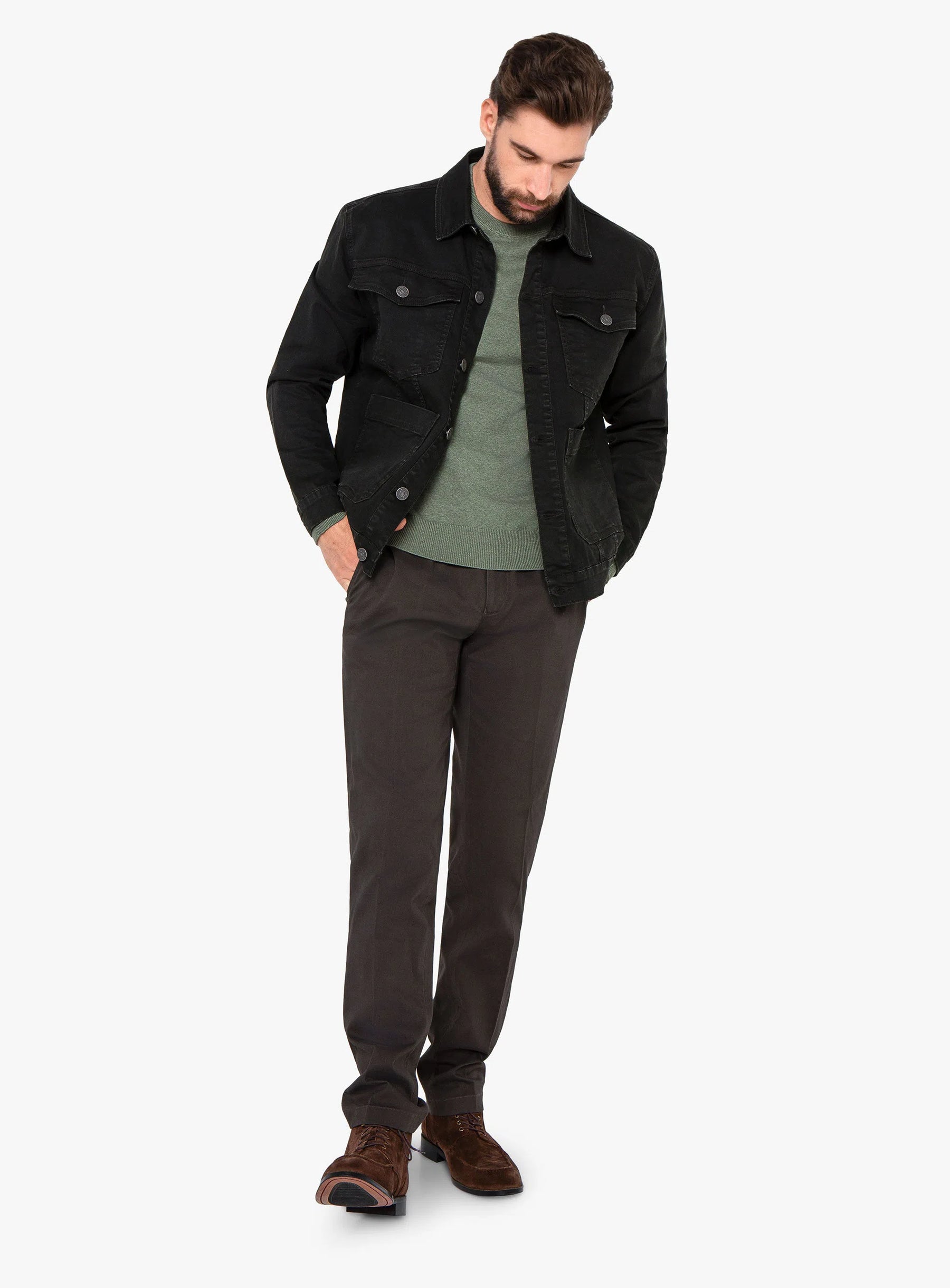 Alessio Dark Olive Denim Jacket